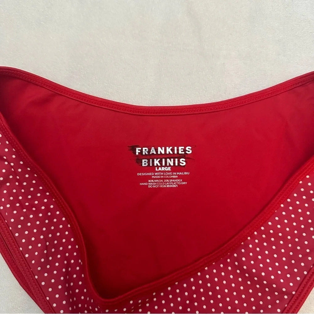 New! Frankies Bikinis Dove Classic Bikini Bottom in Scarlet Dot 51883